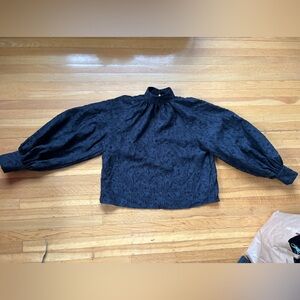 Black lace puffy blouse goth H&M S M L oversized romantic $68 NWT Chloe ulla